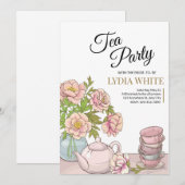 Invitation Thé Party Fête de Mariage Bridal Tea Shower (Devant / Derrière)