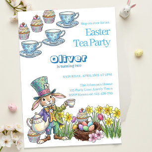 Invitation Thé Party Lapin de Pâques Anniversaire Enfants Tou