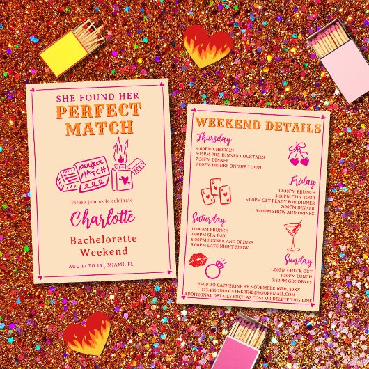 Invitation The Perfect Match Bachelorette Party Itinerary