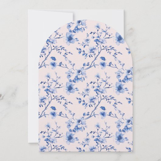 Invitation Thé Pot de thé rose et bleu Chinoiserie (Dos)