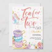 Invitation Thé pour deux, anniversaire de thé (Devant)