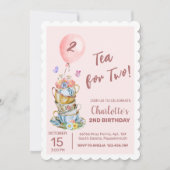 Invitation Thé Pour Deux Anniversaires Fête Rose Floral Tea P (Devant)