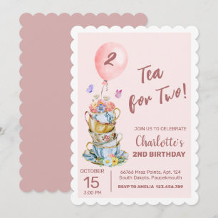 Invitation Thé Pour Deux Anniversaires Fête Rose Floral Tea P