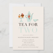 Invitation Thé pour deux | Baby shower Turquoise Tea Party (Devant)