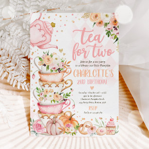 Invitation Thé pour deux Citrouille d'anniversaire Automne Fl