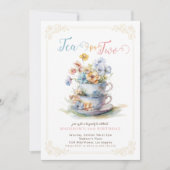 Invitation Thé pour deux fêtes de thé de jardin fleuri (Devant)