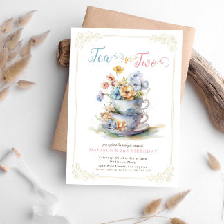 Invitation Thé pour deux fêtes de thé de jardin fleuri