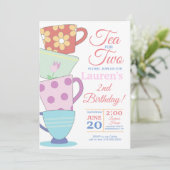 Invitation Thé Pour Deux Fêtes Du 2E Anniversaire (Debout devant)