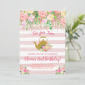 Invitation Thé pour deux fille 2e deuxième anniversaire invit (Debout devant)