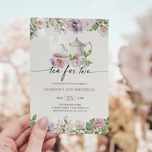 Invitation Thé Pour Deux Jours Floraux D'Anniversaire