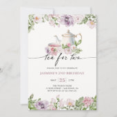 Invitation Thé Pour Deux Jours Floraux D'Anniversaire (Devant)