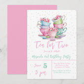 Invitation Thé pour la fête d'anniversaire de deux élégantes (Devant / Derrière)