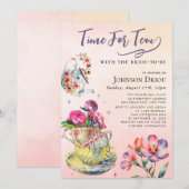 Invitation Thé Pour la Fête de Fiançailles (Devant / Derrière)