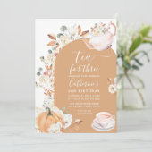 Invitation Thé pour trois Citrouilles Boho Floral 3e annivers (Debout devant)
