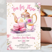 Invitation Thé pour trois ! Fête d'anniversaire 3 ans fille r