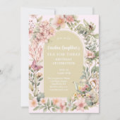 Invitation Thé Pour Trois Jardins Fleurs sauvages Anniversair (Devant)