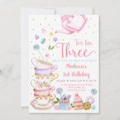 Invitation Thé Pour Trois Soirées Tea Rose Anniversaire (Devant)