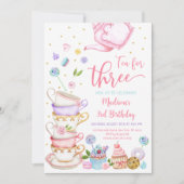 Invitation Thé pour trois Tea Party Anniversaire (Devant)