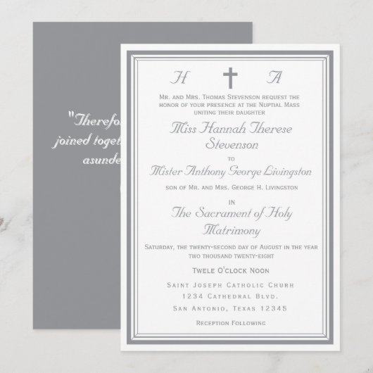 Invitation The Refined Catholic Silver Wedding (Devant / Derrière)