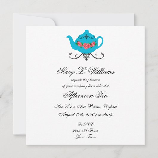 Invitation Thé Rose bleu après-midi (Dos)