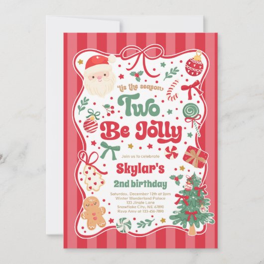Invitation The Season Two Be Jolly Christmas Bow 2nd Birthday (Devant)