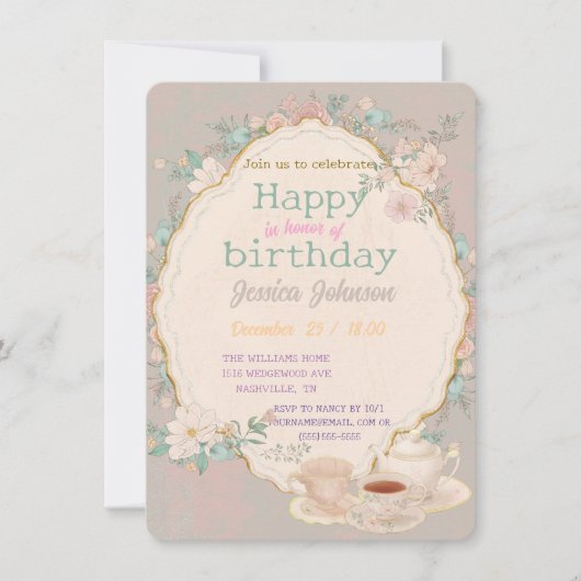 Invitation Thé Shabby Chic (Devant)