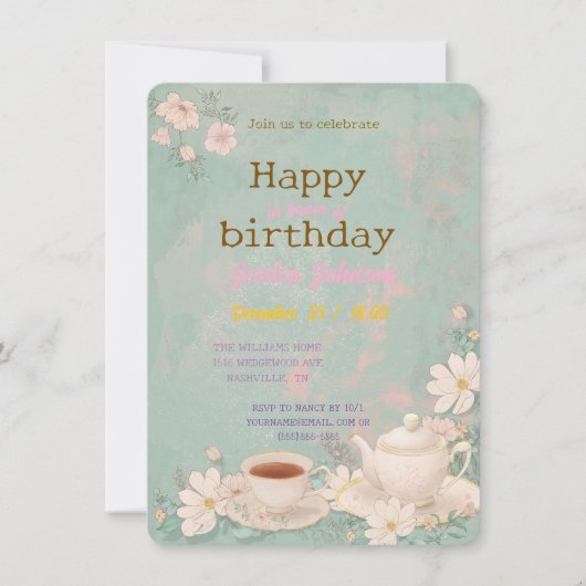 Invitation Thé Shabby Chic (Devant)