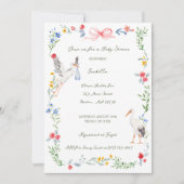 Invitation The Stork Heirloom Rose & Ribbon Baby Shower (Devant)