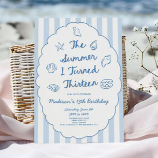 Invitation The Summer I Turned Thirteen 13th Birthday Party