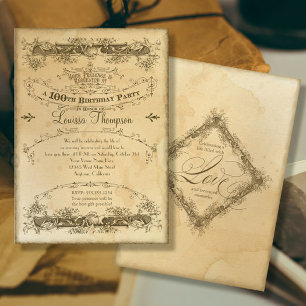 Invitation Thé taché de la célébration du 100e anniversaire V