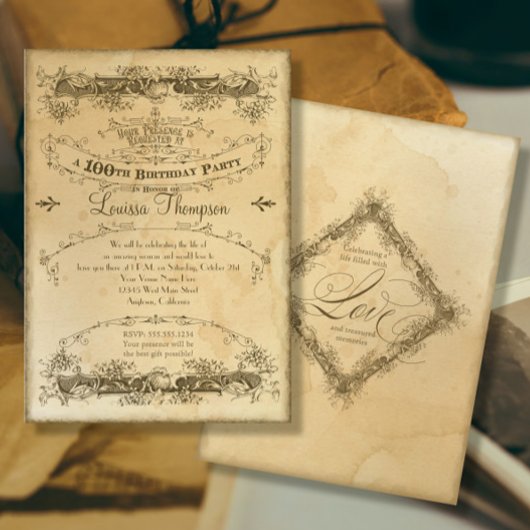 Invitation Thé Tacheté de la Célébration du 100e Anniversaire