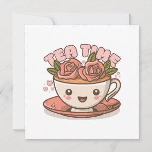 Invitation Thé Temps de la Rose Thé Kawaii