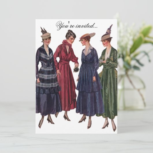 Invitation Thé vintage (Debout devant)