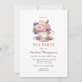 Invitation Thé Vintage | Fête de thé aux fleurs (Devant)