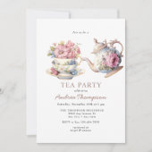 Invitation Thé vintage | Fleurs Tea Party (Devant)