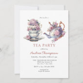 Invitation Thé vintage | Fleurs Tea Party (Devant)