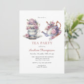 Invitation Thé vintage | Fleurs Tea Party (Debout devant)