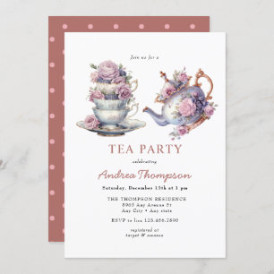 Invitation Thé vintage   Fleurs Tea Party