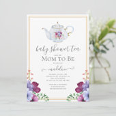 Invitation Thé vintage Floral Baby shower (Debout devant)