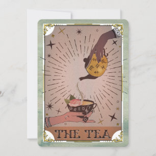 Invitation Thé Vintage Tarot Sorcière Bouilloire Fête Hallowe
