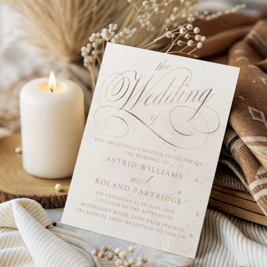 Invitation The Wedding Of Gold & Beige Texture Wedding