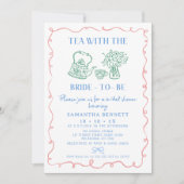 Invitation Thé Whimsical Multi-Couleurs Avec Fête des mariées (Devant)