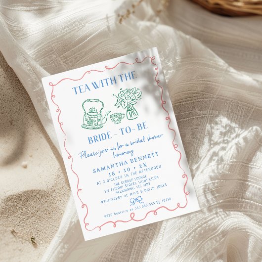 Invitation Thé Whimsical Multi-Couleurs Avec Fête des mariées