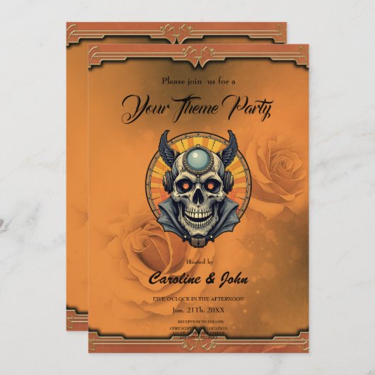 Invitation The winged skull.  (Devant / Derrière)