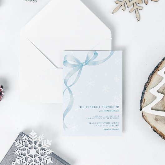 Invitation The Winter I Turned | Ice Blue Ribbon Birthday