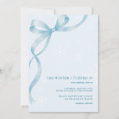 Invitation The Winter I Turned | Ice Blue Ribbon Birthday (Devant)