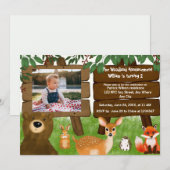 Invitation The Woodland Calling All Forest Animals Birthday (Devant / Derrière)