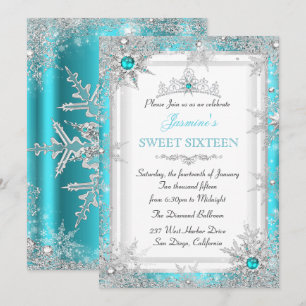 Invitation Théâtre Argenté de Noël Douce 16 Flocon de Neige