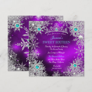 Invitation Théâtre de Noël hivernal sarcelle violet Douce 16