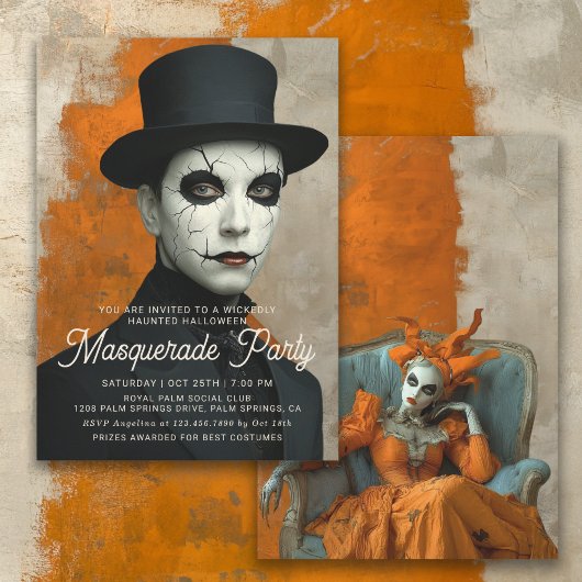 Invitation Théâtre Haunted Halloween Masquerade Party